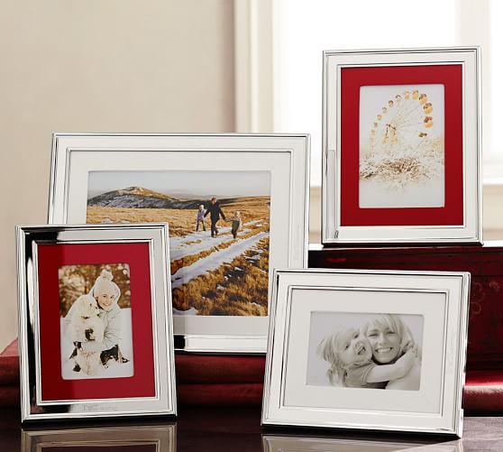 Personalized Silver Plated Red Grosgrain Ribbon Mat Frame