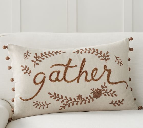 Gather Embroidered Lumbar Pillow Cover Pottery Barn