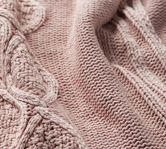 Stonewashed Cable Knit Throw Blanket Pottery Barn