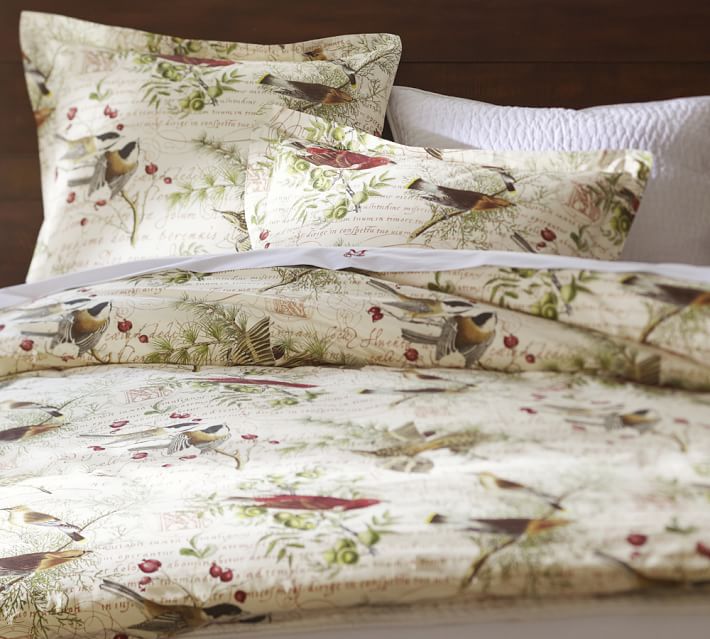 Winter Bird Patterned Duvet Cover Sham Pottery Barn