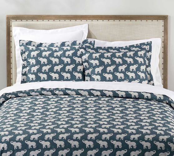 Elephant Print Patterned Duvet Cover & Sham Pottery Barn