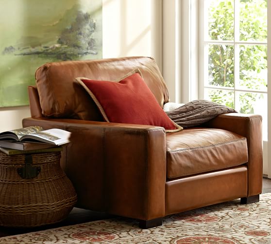 Turner Square Arm Leather Armchair Pottery Barn