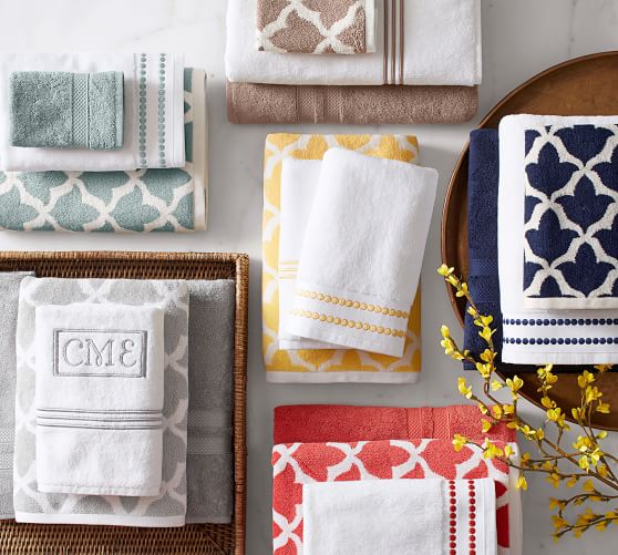Pearl Embroidered Organic Towels Pottery Barn