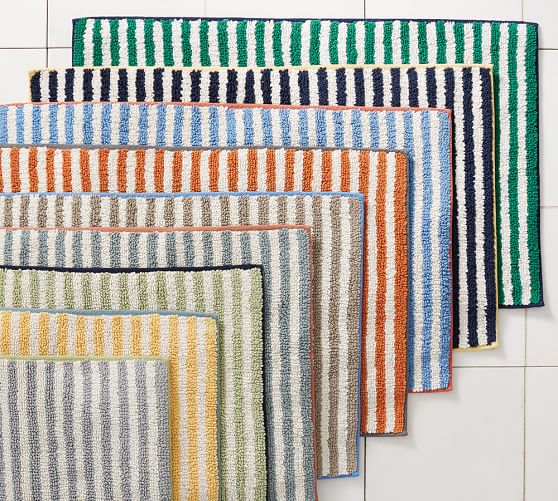 Marlo Stripe Bath Mat Pottery Barn