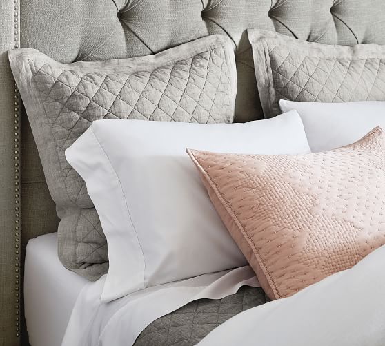 Belgian Flax Linen Diamond Sham Charcoal Pottery Barn