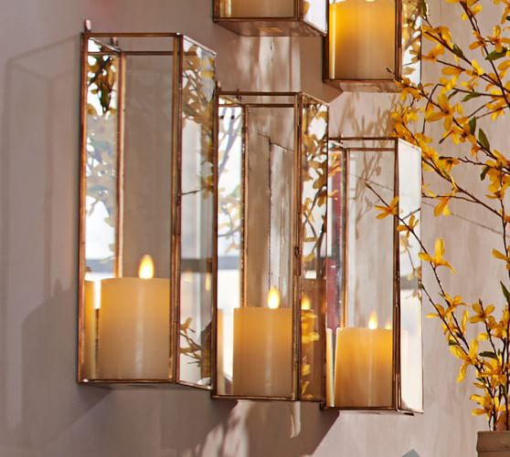 Meredith Mirrored Wall Mount Pillar Candle Box Meredith Mirrored Wall Mount Pillar Candle Box