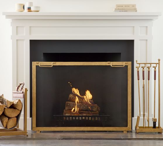 Industrial Fireplace Single Screen Pottery Barn