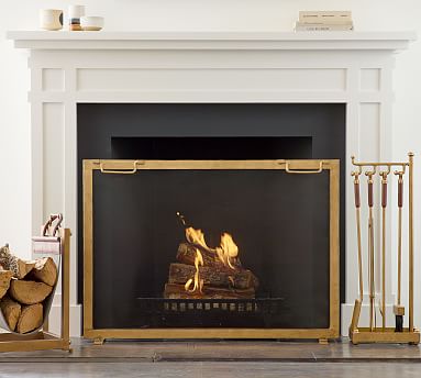 Industrial Fireplace Single Screen Pottery Barn