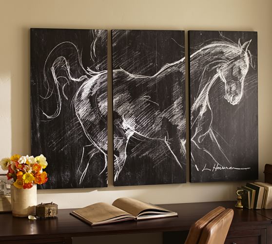 Planked Horse Triptych Wall Art Wall Decor Pottery Barn