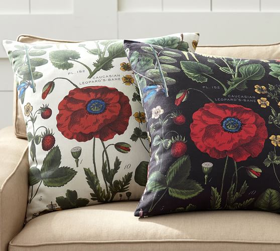Poppy Botanical Print Decorative Pillow Cover Pottery Barn