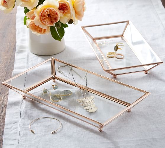 Monique Lhuillier Gwyneth Rose Gold Decorative Tray Pottery Barn