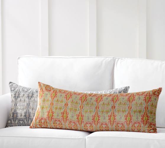 Sonja Ikat Print Velvet Lumbar Decorative Pillow Cover Pottery Barn