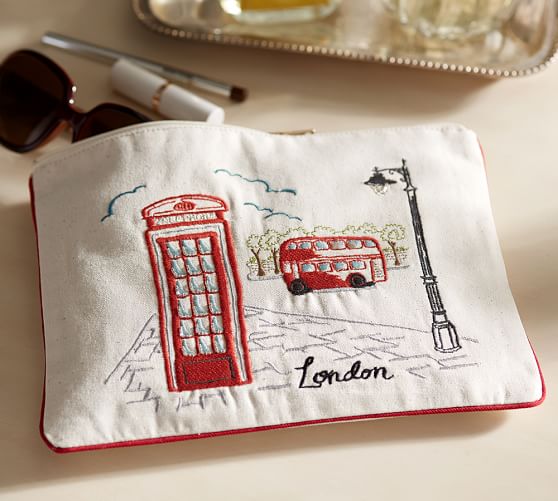 London Embroidered Pouch Travel Accessories Pottery Barn
