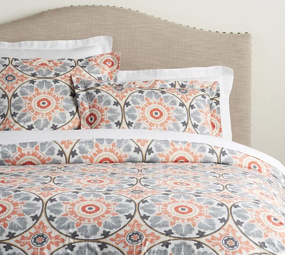 Multi Veronica Organic Percale Patterned Duvet Cover Sham