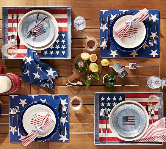 Galvanized American Flag Salad Plate Pottery Barn