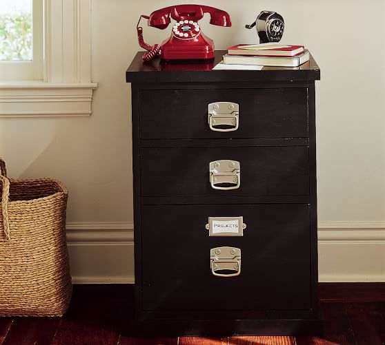 Black Bedford 3 Drawer Filing Cabinet Pottery Barn