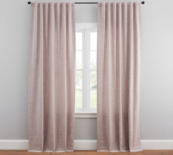 Emery Linen Cotton Pole Pocket Blackout Curtain Mauve Pottery Barn