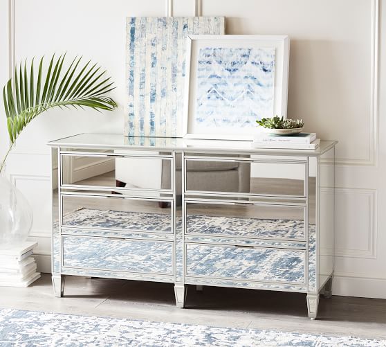 Park 6 Drawer Extra Wide Mirrored Dresser Pottery Barn