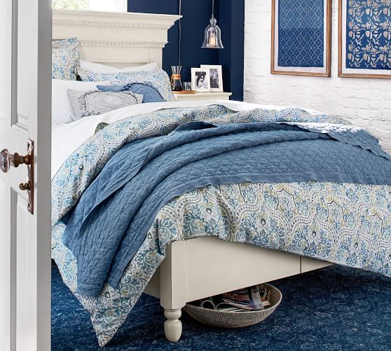 Jessie Scroll Organic Percale Patterned Duvet Cover Sham