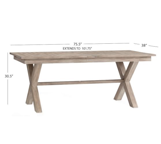 Indio X Base Rectangular Extending Dining Table Weathered Gray Indio X Base Rectangular Extending Dining Table Weathered Gray