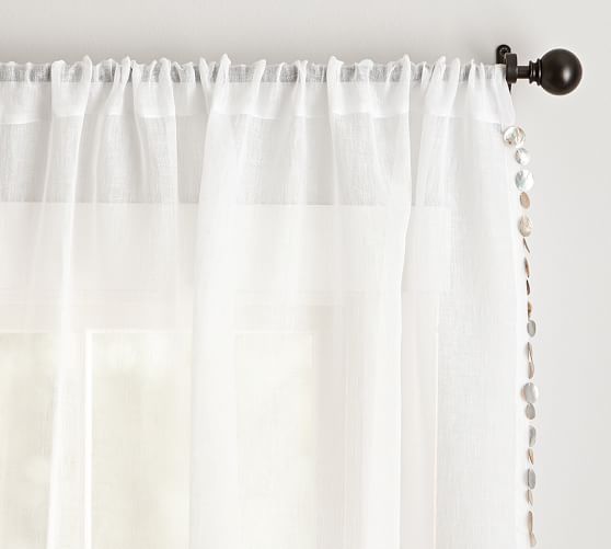 Shell Border Linen Sheer Curtain Set Of 2 Pottery Barn