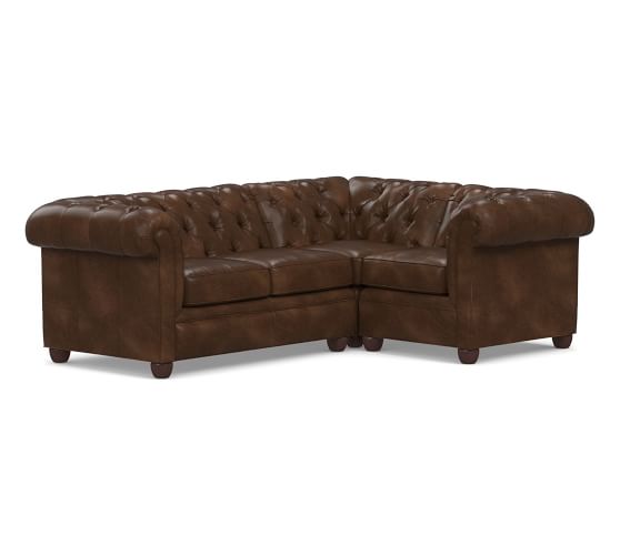 Chesterfield Leather 3 Piece Sectional Pottery Barn