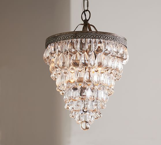 Clarissa Crystal Drop Small Round Chandelier Pottery Barn