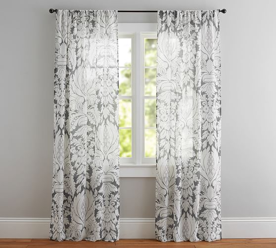 Damask Printed Sheer Curtain Pottery Barn