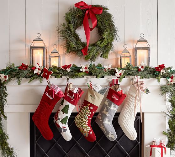 Personalized Holiday Icons Crewel Stockings Pottery Barn