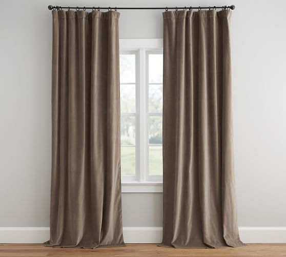 Velvet Twill Curtain Porcini Pottery Barn