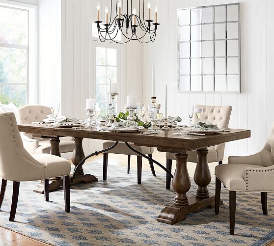 Lorraine Extending Dining Table Rustic Brown Pottery Barn