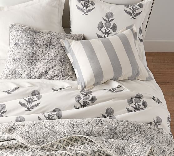 Annelyse Floral Print Organic Pillow Sham Blue Pottery Barn