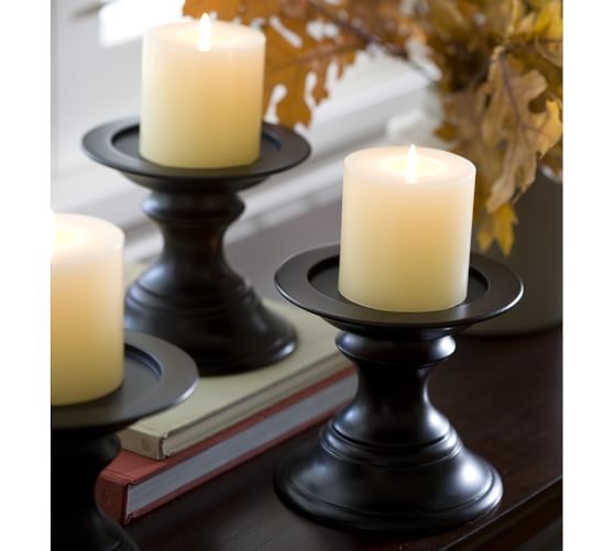 Turned Wood Pillar Candleholder Pottery Barn