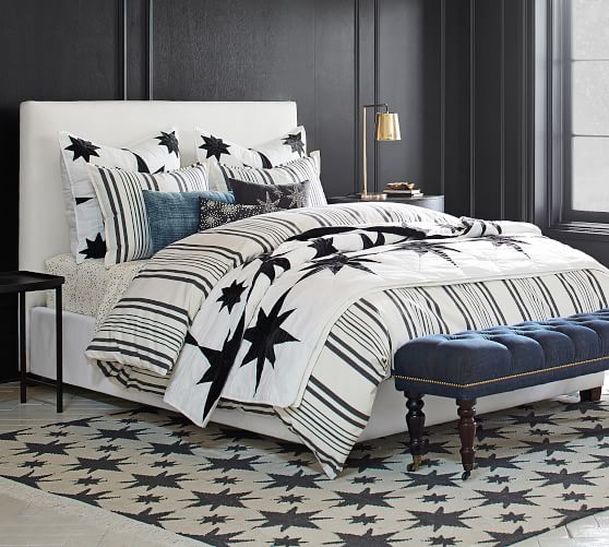Raleigh Upholstered Square Low Bed Pottery Barn