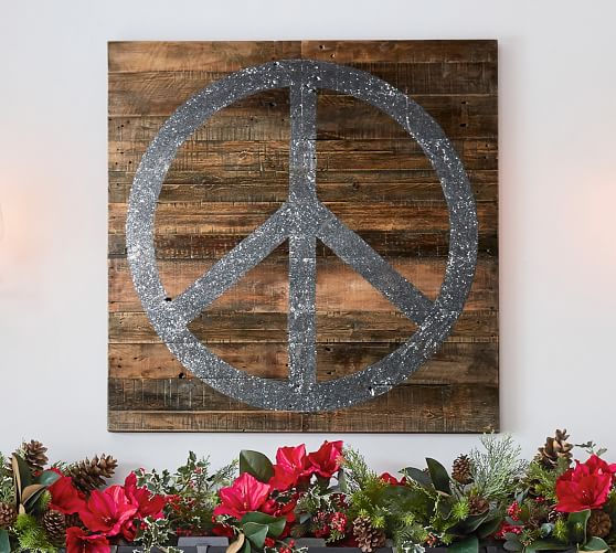 Glitter Peace Sign Art Wall Decor Pottery Barn