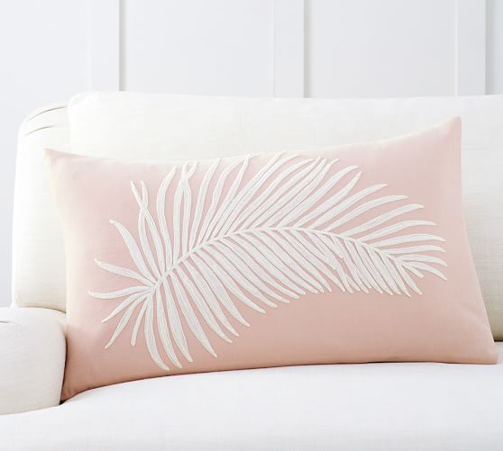 Fern Embroidered Lumbar Decorative Pillow Cover Pottery Barn