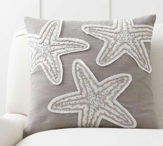 Starfish Embellished Decorative Pillow Cover Pottery Barn