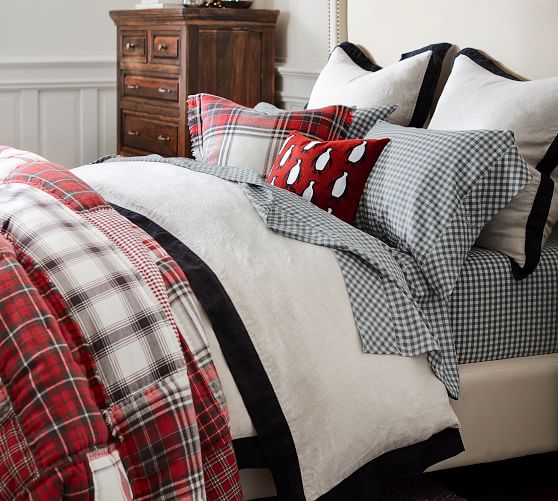 Easton Plaid Patchwork Cotton Pillow Sham Pottery Barn