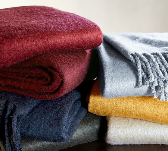 Solid Faux Mohair Throw Blanket Pottery Barn
