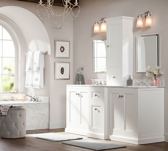 Ultimate Double Sink Storage Vanity With Hutch Pottery Barn