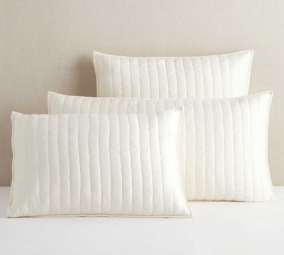 Cotton Silk Quilted Pillow Shams Classic Ivory Pottery Barn