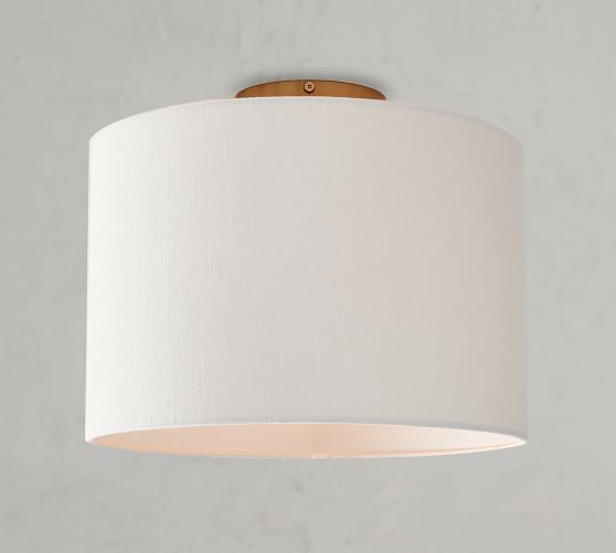 Pb Classic Flush Mount Linen Drum Shade