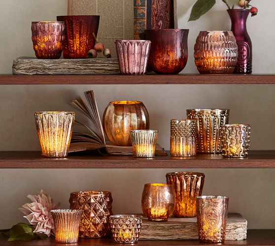 Antiqued Mercury Votive Holder Set Of 6 Pink Candle Holder