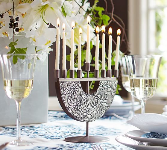 Metal Clad Menorah Decorative Objects Pottery Barn