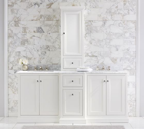 Ultimate Double Sink Storage Vanity With Hutch Pottery Barn
