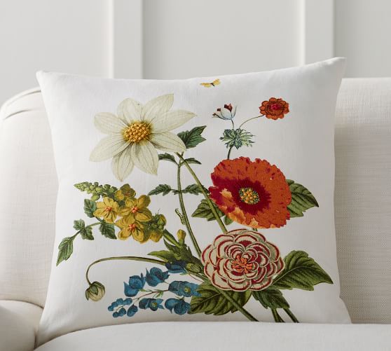 Bethany Floral Embroidered Decorative Pillow Pottery Barn