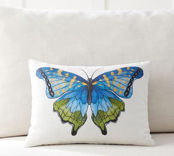 Printed Butterfly Decorative Pillow Pottery Barn