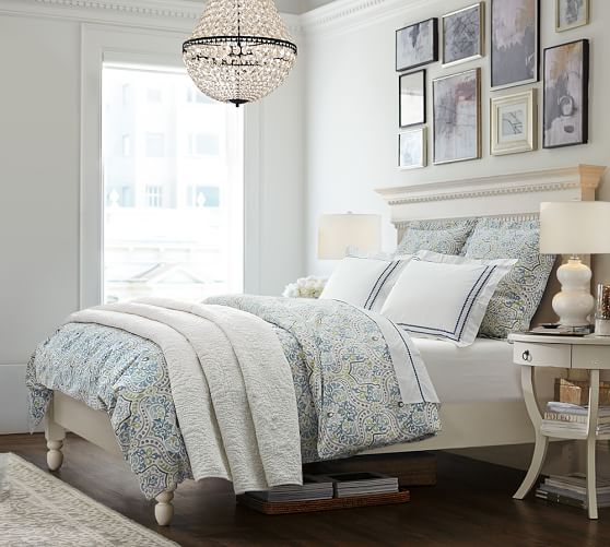 Jessie Scroll Organic Percale Patterned Duvet Cover Sham