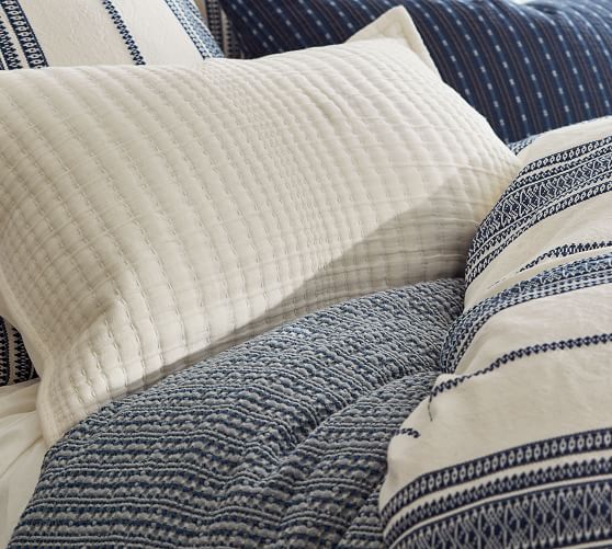 Honeycomb Cotton Duvet Cover Shams Midnight Pottery Barn