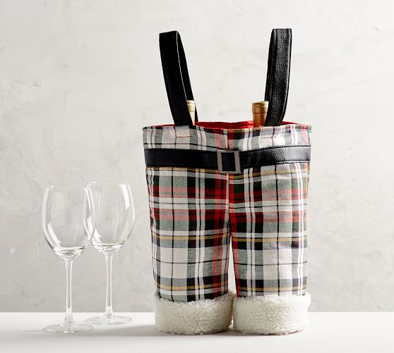 Plaid Santa Pants Wine Bag Wine Accessories Pottery Barn